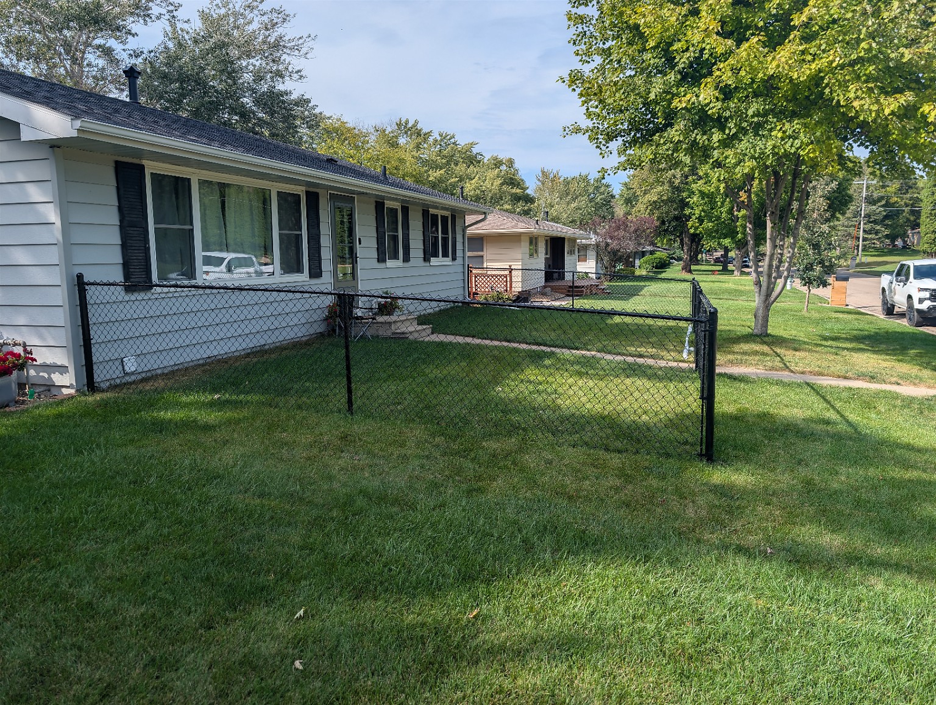 Completed fence line viewed from the yard side, Albert Lea Minnesota